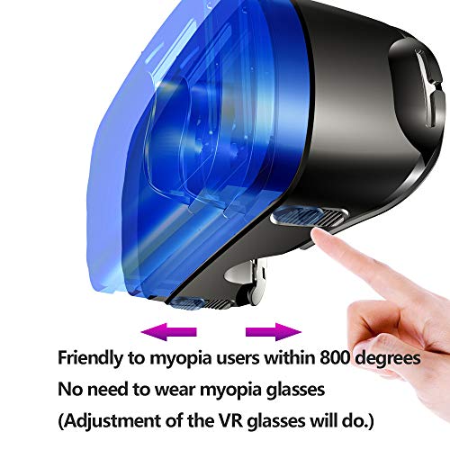 Gafas VR 3D Gafas VR Realidad Virtual y Cómodas para 4,5-7,0 i.Phone, S.amsung, Android, ángulo de visión 90-100º, rotación 360°, lente y pupila ajustable (negro)