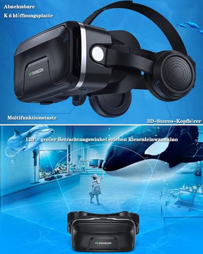 Gafas VR, 3D VR Gafas de Realidad Virtual VR Glasses Objetivo y Pupila Regulable para 4.7" - 7.2" Android/iOS Smartphone