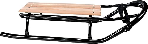 GagaDumi Trineo Oslo de metal, ideal para niños y adultos, capacidad de carga de hasta 120 kg. Patines anchos. Asiento de madera