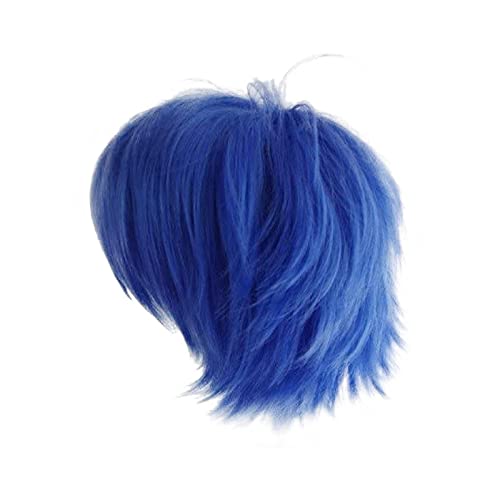 Gairyan Cosplay Wig Unisex Peluca Cosplay Anime Corta para Niñas/Hombre Peluca Azul Oscuro Peluca de Pelo Liso para Disfraz de Halloween/Fiesta Temática Cosplay