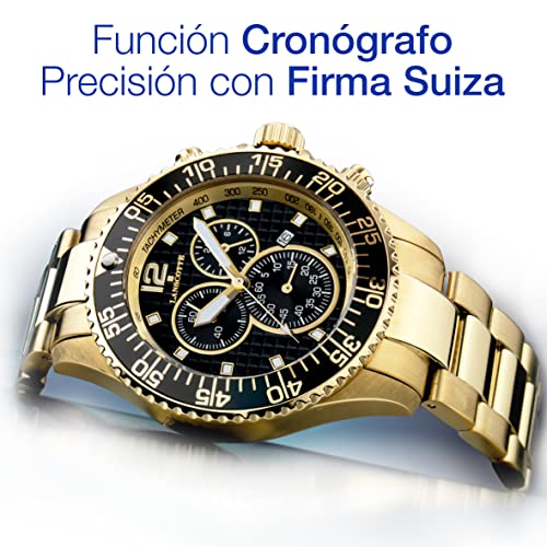 GALERIA DEL COLECCIONISTA Reloj Cronógrafo Hombre Symbol Lanscotte Acabado Oro de 1ª Ley Acero quirúrgico