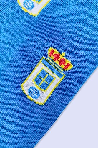 GAMBEA Calcetines Escudo Oviedo, 41-46. Calcetines Real Oviedo. Producto Oficial Tallas 41-46 y 36-40. Media caña