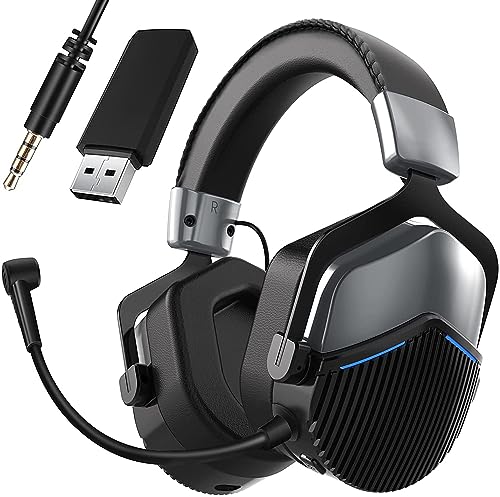 GameXtrem Auriculares inalámbricos para Videojuegos PS4 PS5 PC, Auriculares inalámbricos con micrófono, cancelación de Ruido, Auriculares Envolvente 3D para Ordenador portátil