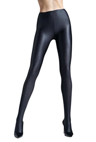 Gatta - Medias estilo leggings de color negro opaco y brillantes negro M