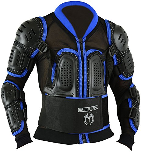 GearX Los Niños Azul Motocross Armour Espina Protección Chaqueta CE - Azul, L…