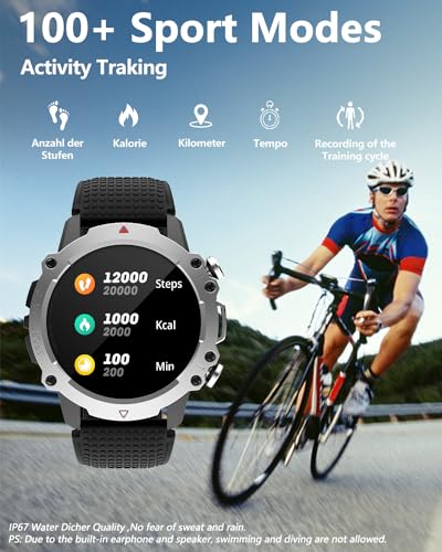 GedFong Reloj Inteligente Hombre, 450mAh Smartwatch con Llamadas, IP67 Impermeable 1.39" Reloj Deportivo con 100 Modos Deportivos, Podómetro, Monitoreo de Ritmo Cardíaco, para Android e iOS