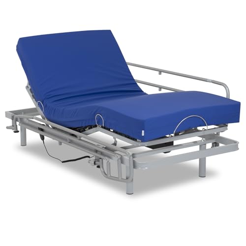 Gerialife® Cama articulada eléctrica Reforzada con colchón Sanitario HR Impermeable (105x190 + Barandillas)