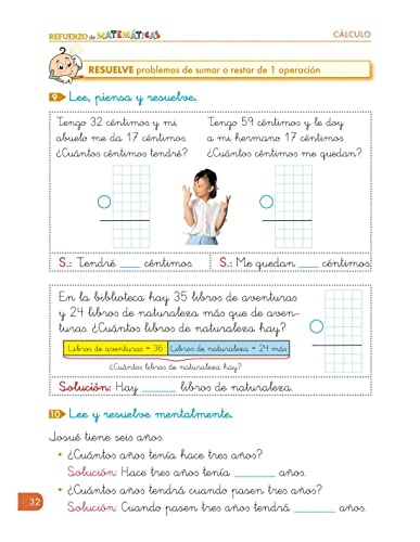 GEU Cuaderno de refuerzo de matemáticas para Primero de Primaria Más de 50 ejercicios Matemáticas comprensiva Cálculo 2