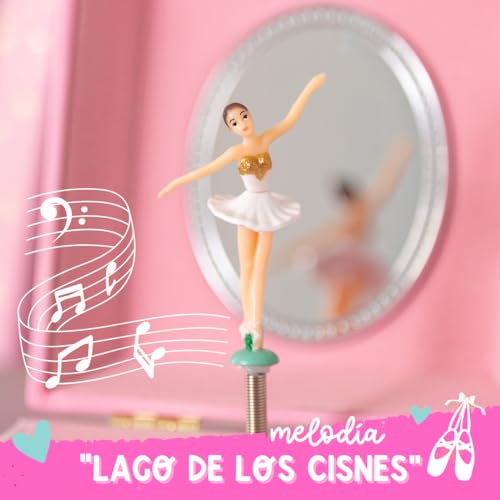 Giggle & Honey Joyero Musical de Bailarina para Niñas - Caja de Música Infantil con Bailarina Giratoria, Regalo de Cumpleaños de Ballet para Niñas, 15,2 x 11,8 x 8,9 cm - Edades 3-10, Rosa
