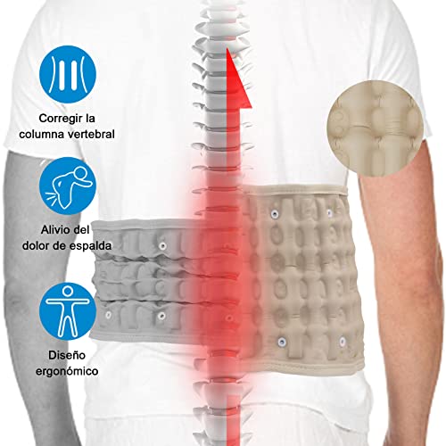 GINEKOO - Cinturón de espalda de descompresión física para alivio del dolor de espalda baja, apoyo de espalda y cinturón de tracción lumbar (cintura de 29 a 49 pulgadas)