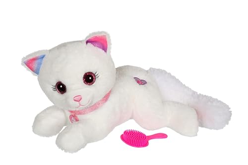 Gipsy Toys Cuty Bella Fashionista - Peluche Interactivo Gato Cuty Bella Fashionista - Todo Dulce Que se Ilumina con el Ritmo de Bonitas melodías - 30 cm - Blanco Rosa