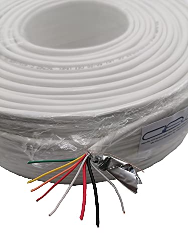 Glac Store® - Cable de alarma con 8 hilos, bobina de 6 x 0,22 + 2 x 0,50 mm, 6 + 2 rollos de 100 metros, CCA blindado profesional, certificado antipropagación en caso de incendio