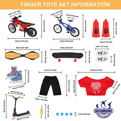 GLAITC Mini Juguetes para los Dedos,Monopatín para Dedos Scooter para Dedos Patines para Bicicletas Pantalones para Dedos Accesorios para Trucos de Entrenamiento para los Favores de Fiesta