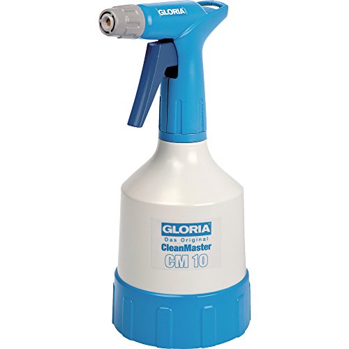 GLORIA CleanMaster CM 10, pulverizador profesional de 1 l con bomba de doble acción | Pulverizador manual para limpieza | para pulverizar líquidos ácidos y alcalinos con pH entre 2 y 11 | blanco/azul