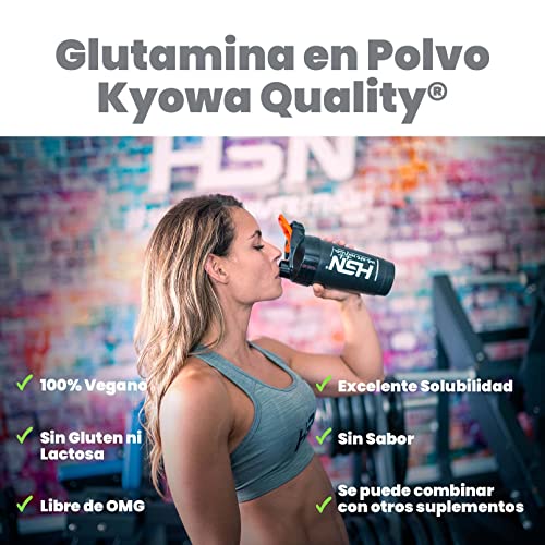 Glutamina Kyowa - Máxima Pureza - en Polvo de HSN | Sin Sabor 1 Kg = 200 Tomas por Envase 100% Pura L-Glutamina Micronizada | No-GMO, Vegano, Sin Gluten