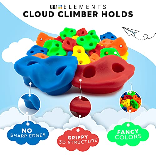 GO!elements 15 presas de Escalada Kids Set Outdoor Incl. Material de fijación | Piedras de Escalada para Paredes | Piedras de Colores para Torres de Juegos para niños con Tornillos, Size:15 Set
