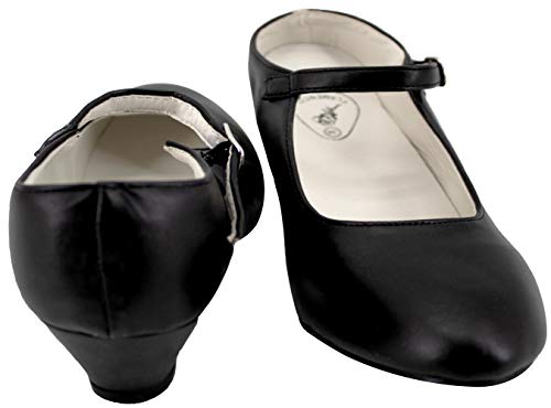 Gojoy shop- Zapato con Tacón de Danza Baile Flamenco o Sevillanas para Niña y Mujer, Contiene : Zapato con Tacón y Mochila de Cuerdas.5 Colores Disponibles (Negro, 37)