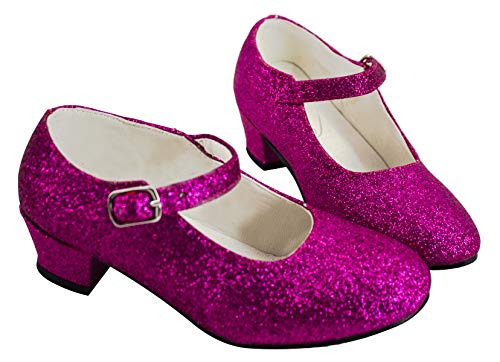 Gojoy shop- Zapato con Tacón de Danza Baile Flamenco o Sevillanas para Niña y Mujer,Contiene : Zapato con Tacón y Mochila de Cuerdas. 5 Colores Disponibles (P-Rosa, 27)