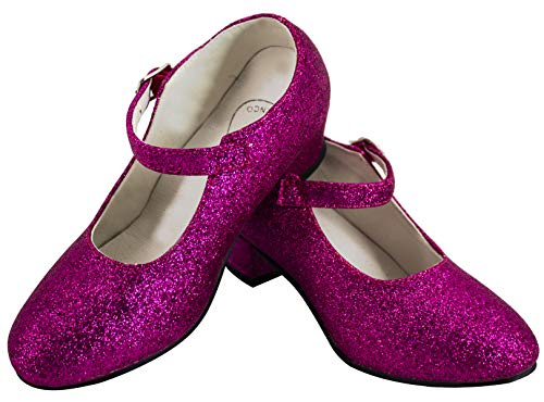 Gojoy shop- Zapato con Tacón de Danza Baile Flamenco o Sevillanas para Niña y Mujer,Contiene : Zapato con Tacón y Mochila de Cuerdas. 5 Colores Disponibles (P-Rosa, 27)