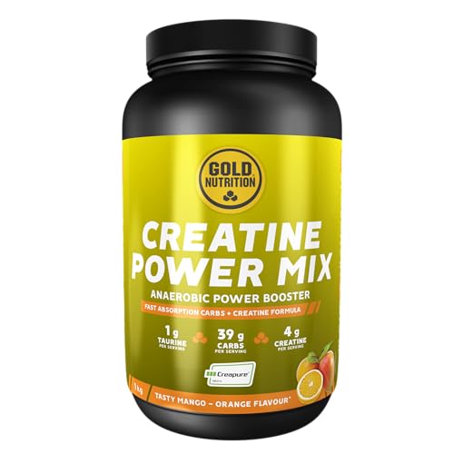 GoldNutrition Creatine Power Mix |1 kg Sabor Mango-Naranja | Creatina Creapure | Aumentar Masa Muscular y Resistencia y Velocidad | Gran Solubilidad