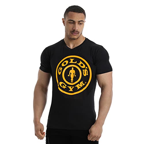 Gold's Gym Ggts149 Camiseta de Gimnasio, Negro y Dorado, L para Hombre