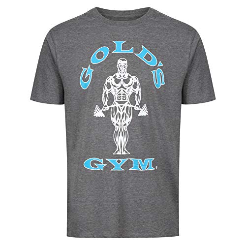 Golds Gym Joe Muscular Entrenamiento de Gimnasia de Oro Premium Hombre Entrenamiento de la Aptitud Gimnasio de Deportes de la Camiseta, Grey Marl/Turquesa, S