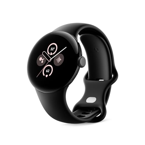 Google Pixel Watch 2 con Fitbit y Google - Control de frecuencia cardiaca, gestión del estrés y seguridad - Smartwatch Android - Caja de aluminio en negro mate - Correa deportiva en obsidiana - Wi-Fi
