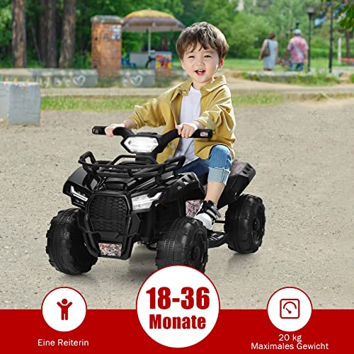GOPLUS Mini quad eléctrico infantil de 6 V, miniquad con música, bocina, USB y faros LED, motocicleta infantil con reposapiés y 4 ruedas para 18-36 meses, 44 × 66 × 42 cm, 2 km/h (negro)