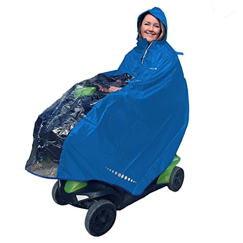 GOTITA - Poncho impermeable para silla de ruedas eléctrica/scooter - chubasquero para silla de ruedas eléctrica - diseño italiano - Talla Eléctrica/Scooter L (Azul Claro)