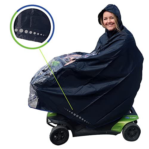 GOTITA - Poncho impermeable para silla de ruedas eléctrica/scooter - chubasquero para silla de ruedas eléctrica - diseño italiano - Talla Eléctrica/Scooter L (Azul Marino)
