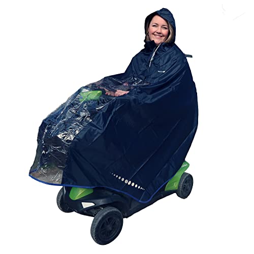 GOTITA - Poncho impermeable para silla de ruedas eléctrica/scooter - chubasquero para silla de ruedas eléctrica - diseño italiano - Talla Eléctrica/Scooter L (Azul Marino)