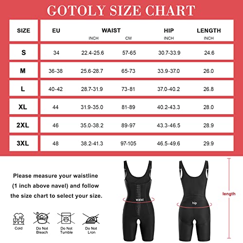 Gotoly Fajas Reductoras Mujer Abdomen Body Reductor Bodies Moldeadores Control de Barriga Levanta Glúteos Fajas Colombianas Shapewear Bodysuit (M, Negro)