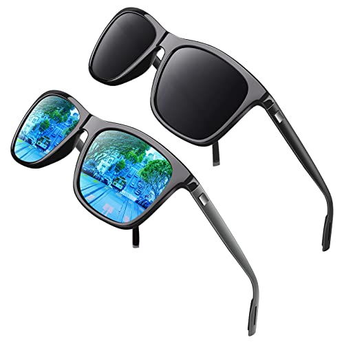 GQUEEN Gafas de Sol Hombre Mujer Polarizadas Clásicas Rectangulares Al-mg 100% Protección UV400 para Conducir Pesca Gafas GQ33