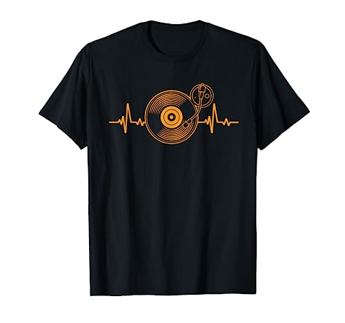 Gran disco de vinilo Heartbeat diseño tocadiscos DJ Camiseta