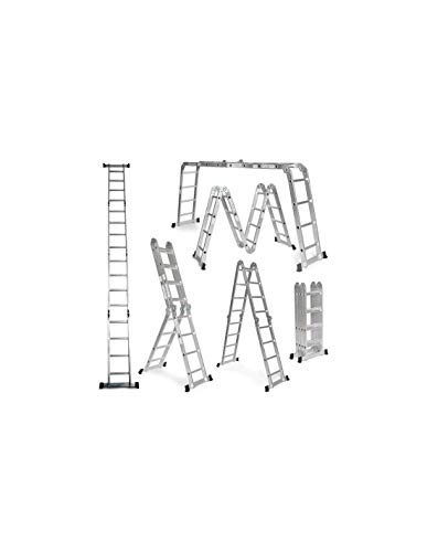 Grandmaster - Escalera De Aluminio Plegable 575cm, Multifuncional 6 En 1, Carga Máxima 150kg, Diseño Antideslizante, Tamaño Plegado 149x35x29cm