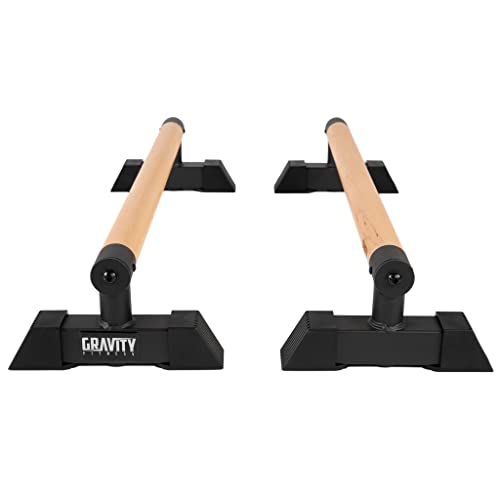 Gravity Fitness Paralletes, híbrido de madera y acero para gimnasia inspiran barras p para calistenia, equilibrio de manos, calidad comercial, pero adecuado para el hogar nosotros