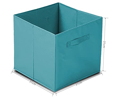 GREATOOL Caja de Almacenaje Plegable, Pack 2 Unidades de 31x31x31cm, Cajas organizadoras en Tela, Caja para organizar Ropa, Juguetes y Sábanas en Armarios (2 Unidades, Azul Claro)