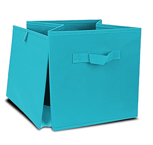 GREATOOL Caja de Almacenaje Plegable, Pack 2 Unidades de 31x31x31cm, Cajas organizadoras en Tela, Caja para organizar Ropa, Juguetes y Sábanas en Armarios (2 Unidades, Azul Claro)