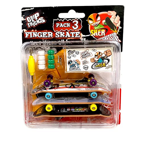 Grip & Tricks- Finger Skate SKER G, Multicolor (F-SOPACK3), Niños unisex.