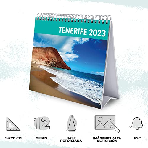 Grupo Erik, Calendario escritorio Deluxe Tenerife 2023, Calendario 2023 sobremesa con certificado FSC, Calendario Tenerife 2023, Calendario anual, CS23030, Calendario escritorio