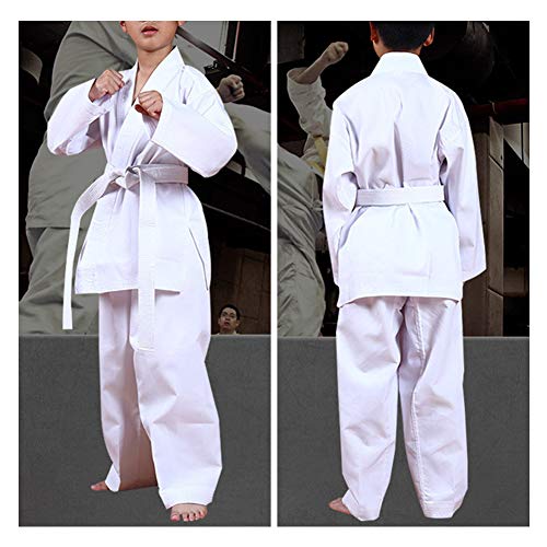 Gtagain Karate Kimono Taekwondo Dobok Traje - Unisex Adulto Niño Hombre Sudadera Suelto Conjuntos Artes Marciales Ropa Estudiante Uniform Judo Aikido Vestido con Cinturón Cuello En V Blanco