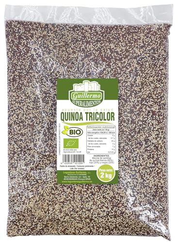 Guillermo | Quinoa tricolor BIO - Bolsa 2 kg. | 100% ecológica | Superalimento | Fuente de fibra, proteína y omega-6