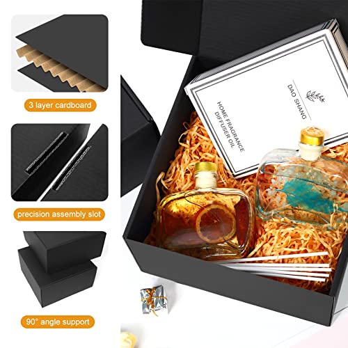 GUOKOFF Cajas de Regalo Negra (10 Unidades), 20.3 x 20.3 x 10.2cm Caja de Regalo Kraft con Tapas, Cajas de Carton con Tapa para Envios de Paquete, Gift Boxes, Shipping Boxes