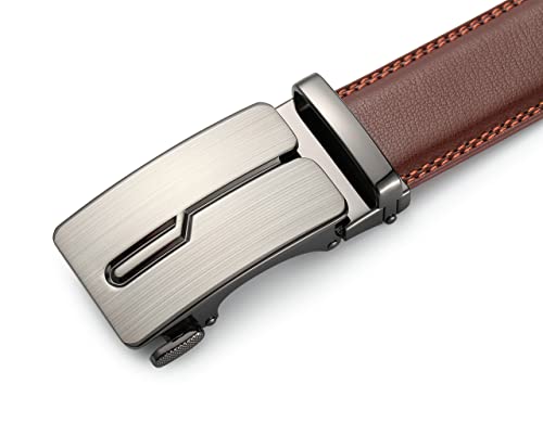 guvoosm Cinturón de cuero para hombres con hebilla automática 35mm Ancho-10-125-Brown 6033