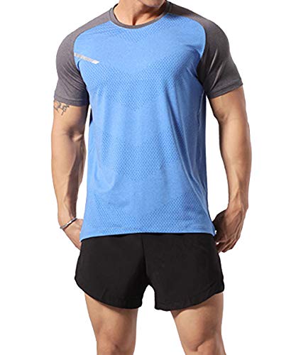 GYMAPE Hombre Atlético Entrenamiento Tank Tops Transpirable Cómodo Muscle Camisetas para Correr Entrenamiento Secado rápido Gimnasio Ropa Deportiva Azul M