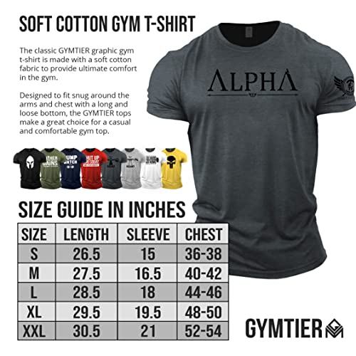 GYMTIER Alpha - Camiseta de gimnasio Spartan Gym para hombre, para culturismo y levantamiento de pesas, gris, L