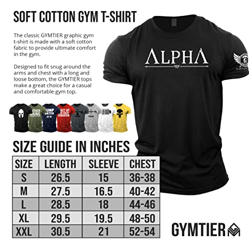 GYMTIER Alpha - Camiseta de gimnasio Spartan Gym para hombre, para culturismo y levantamiento de pesas, Negro, XXL