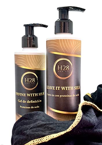 H28 and Co - Leave it with Silk. Acondicionador sin Aclarado. Leave in Metodo Curly Hidratante con Proteina y Protector Solar y Termico. Rizos y Pelo Ondulado
