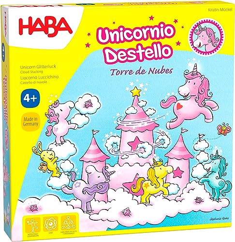 Haba- Juego de mesa, Unicornio Destello - Torre de Nubes, Multicolor (Habermass H304542) , color/modelo surtido