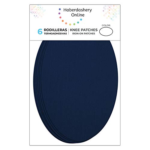 Haberdashery Online 6 rodilleras color Marino claro termoadhesivas de plancha. Coderas para proteger tu ropa y reparación de pantalones, chaquetas, jerseys, camisas. 16 x 10 cm. RP1C